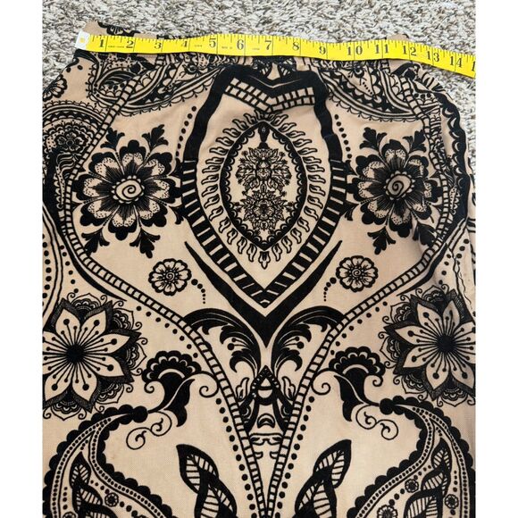 Shein Womens Beige Black Velvet Burnout Maxi Skirt Sz M Whimsigoth Gothic - Picture 6 of 7